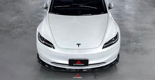 Tesla Model 3 Highland 2024-ON with Aftermarket Parts - AE Style Front Lip Carbon Fiber from ArmorExtend