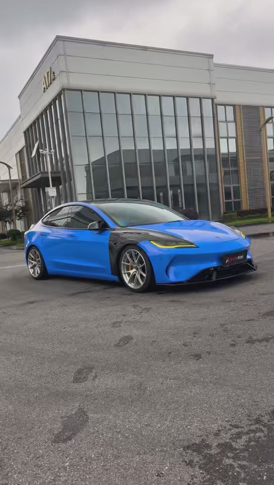 Tesla Model 3 Highland / Performance 2024-ON with Aftermarket Parts - ART Front Fenders Dry Pre-preg Carbon Fiber form ArmorExtend