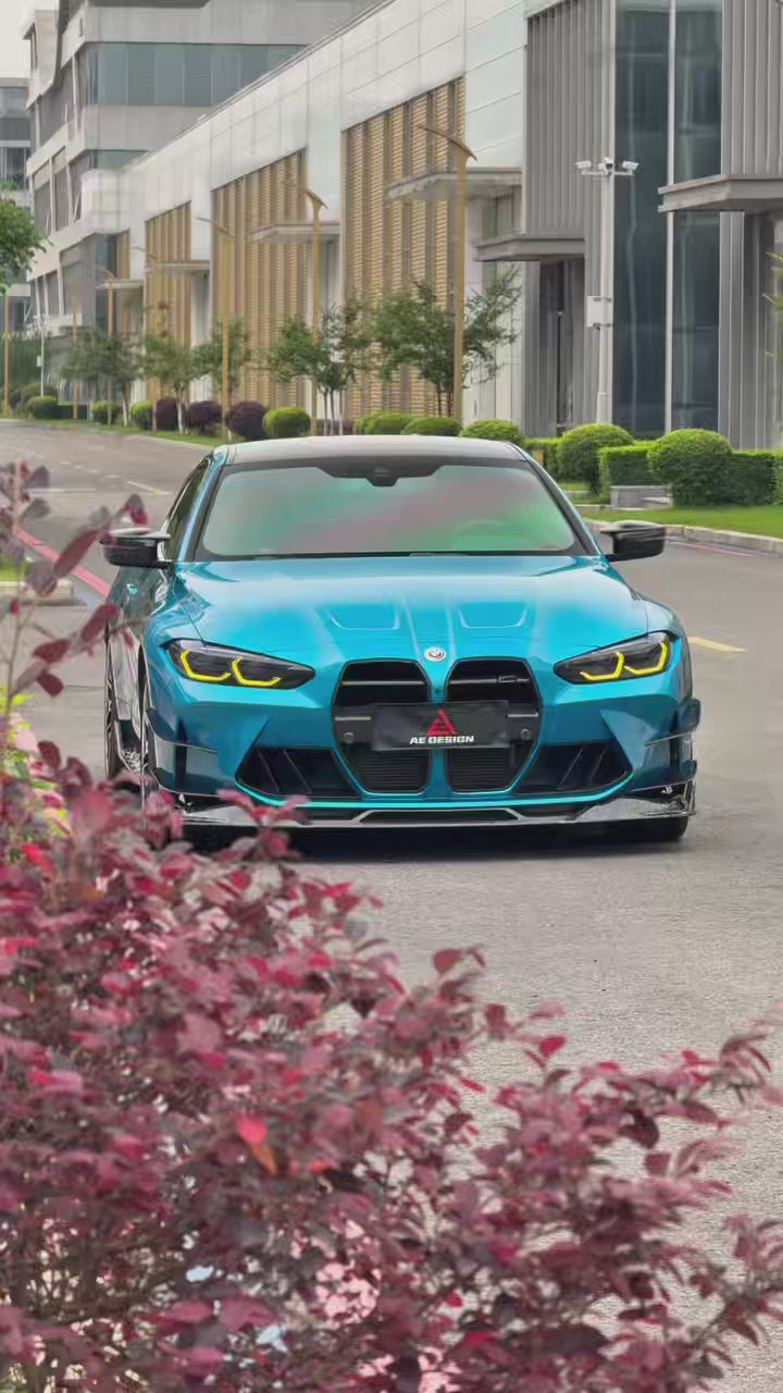 BMW M3 G80 G81 2021 2022 2023 2024 & M4 G82 G83 2021 2022 2023 2024 with Aftermarket Parts - AE V2 Style Front Canards Carbon Fiber from ArmorExtend