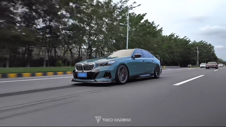 BMW 5 Series 530 540 (with M-package bumper, does not fit base model) & i5 e/x Drive40 (with M-package bumper, does not fit base model) M60 G60 G61 2024-ON with Aftermarket Parts - V1 Style Air Intake Vents Cover Pre-preg Carbon Fiber from TAKD Carbon