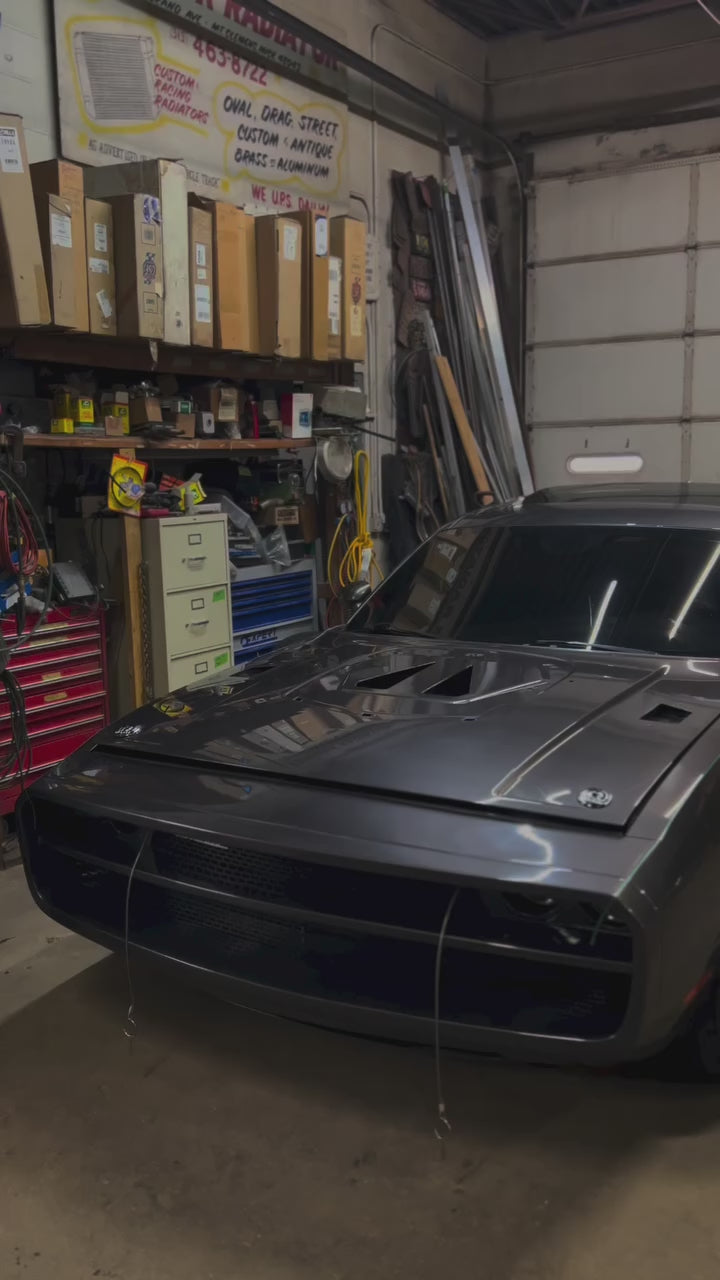 Dodge Challenger Demon Redeye Hellcat T/A Scat Pack 392 SRT R/T SXT SE 2008 2009 2010 2011 2012 2013 2014 2015 2016 2017 2018 2019 2020 2021 2022 2023 with Aftermarket Parts - "CHOPPER" Front Bumper Carbon Fiber / FRP from Robot Craftsman