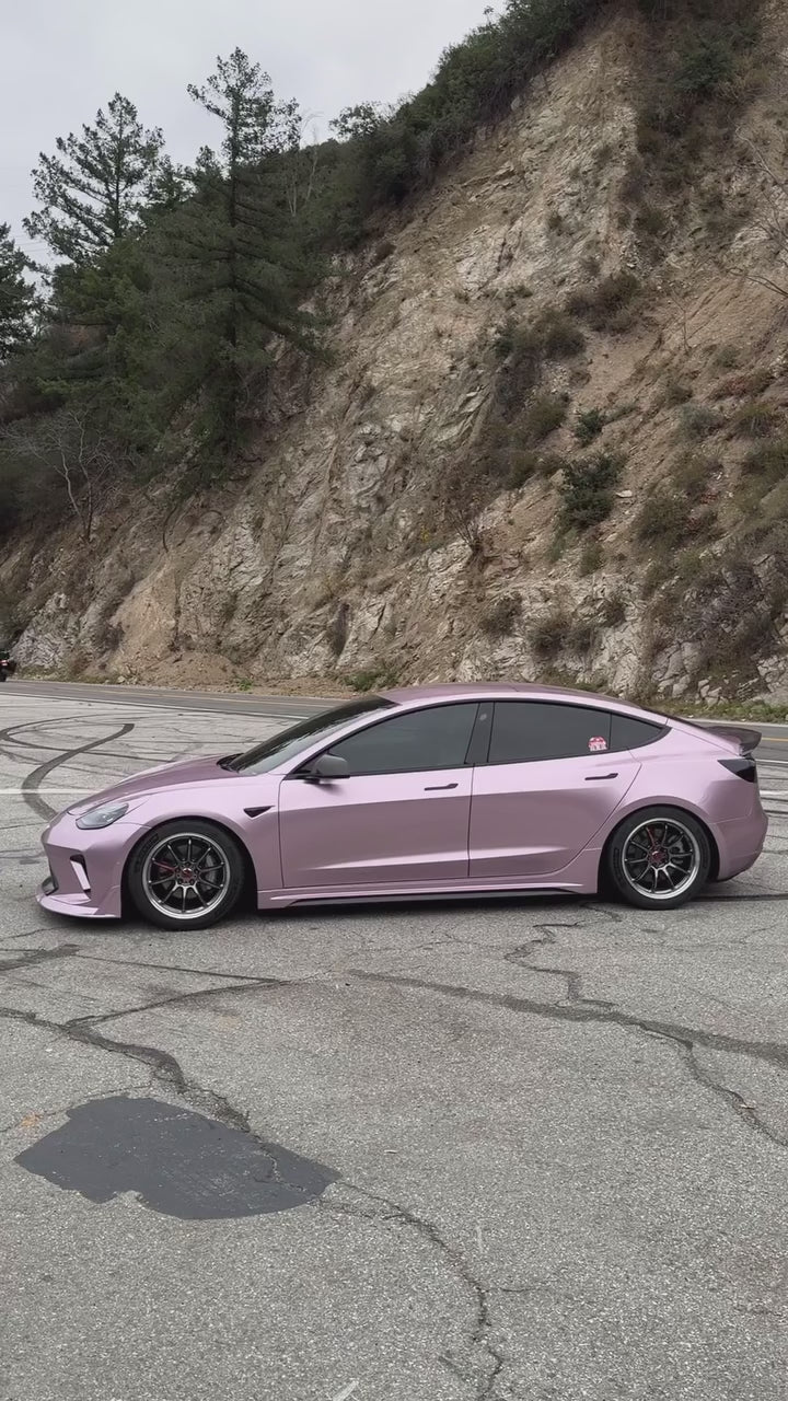 Tesla Model 3 Performance Long Range Standard Base 2017 2018 2019 2020 2021 2022 2023 with Aftermarket Parts - "Hacker" Narrow Body Side Skirts Carbon Fiber / FRP from Robot Craftsman