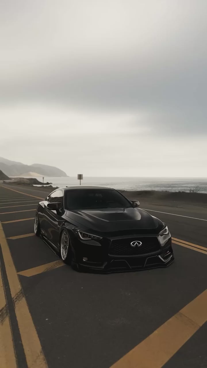 Infiniti Q60 Red Sport 400 Premium Luxe Sport Pure 2017 2018 2019 2020 2021 2022 with Aftermarket Parts - GTS Hood Carbon Fiber from Aero Republic