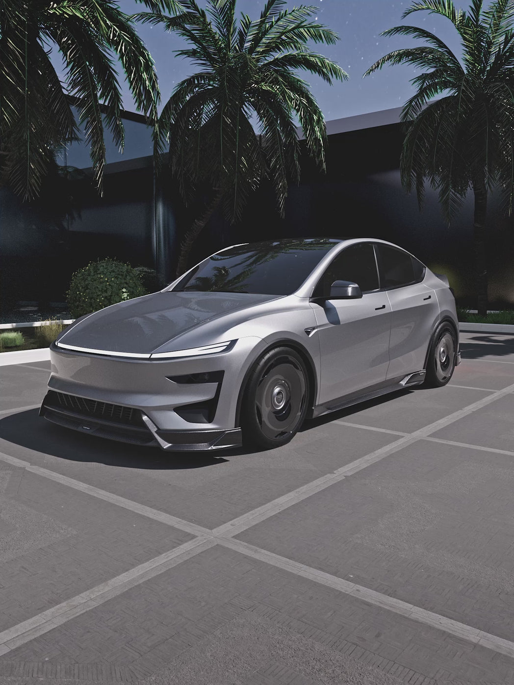 Tesla Model Y Juniper 2026-ON with Aftermarket Parts - Loong Flames Side Skirts PP Polypropylene from Yofer USA