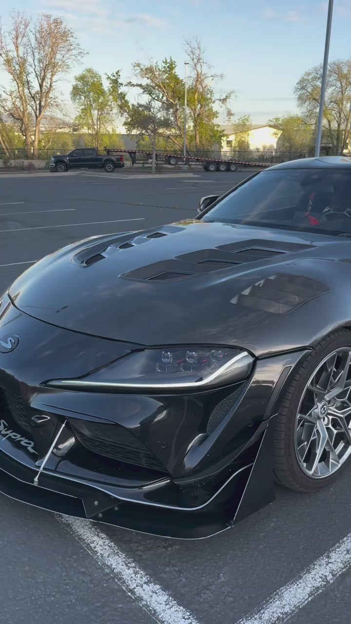 Toyota Supra MK5 A90 A91 3.0 2.0 2020 2021 2022 2023 2024 with Aftermarket Parts - V1 Vented Hood Bonnet Carbon Fiber / FRP from CMST Tuning