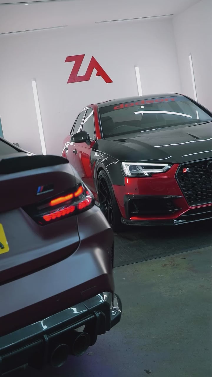 Audi RS4 2018-ON & S4 / A4 / A4 Allroad / A4 Avant B9 B9.5 2017-ON with Aftermarket Parts - V2 Hood Bonnet Carbon Fiber / FRP from  CMST Tuning