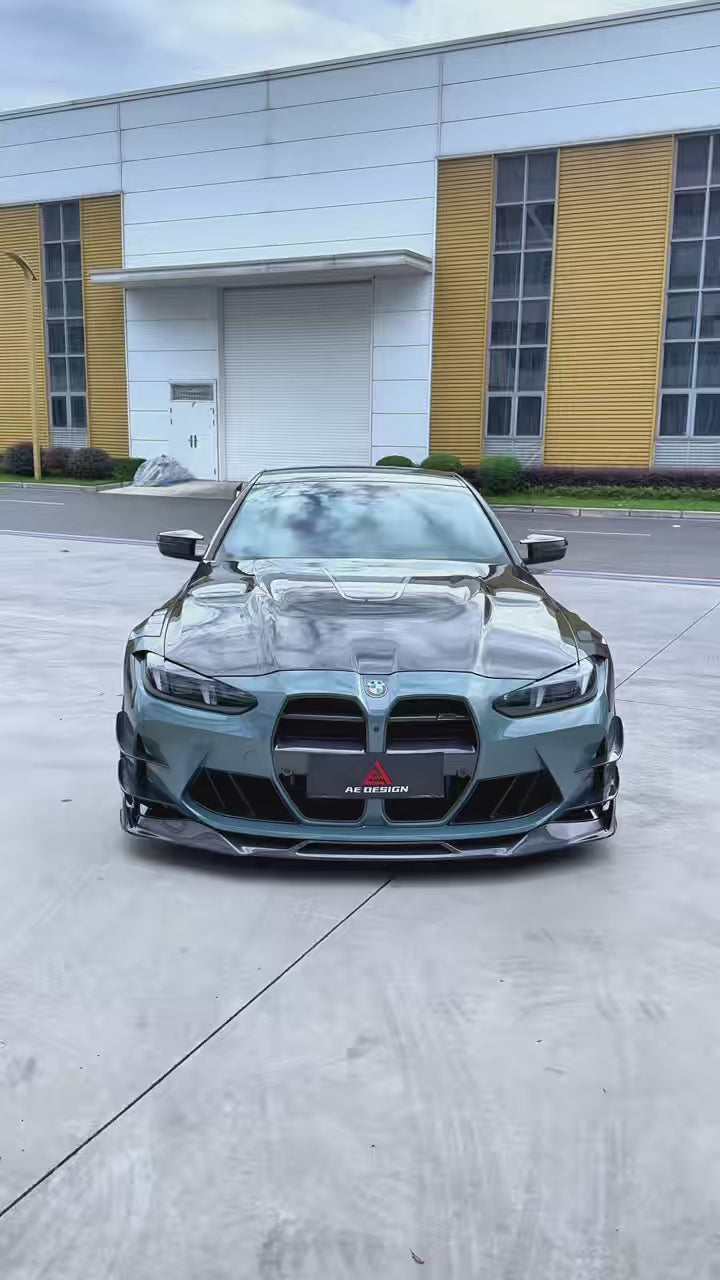 BMW M3 G80 G81 2021 2022 2023 2024 & M4 G82 G83 2021 2022 2023 2024 with Aftermarket Parts - AE V2 Style Front Canards Carbon Fiber from ArmorExtend