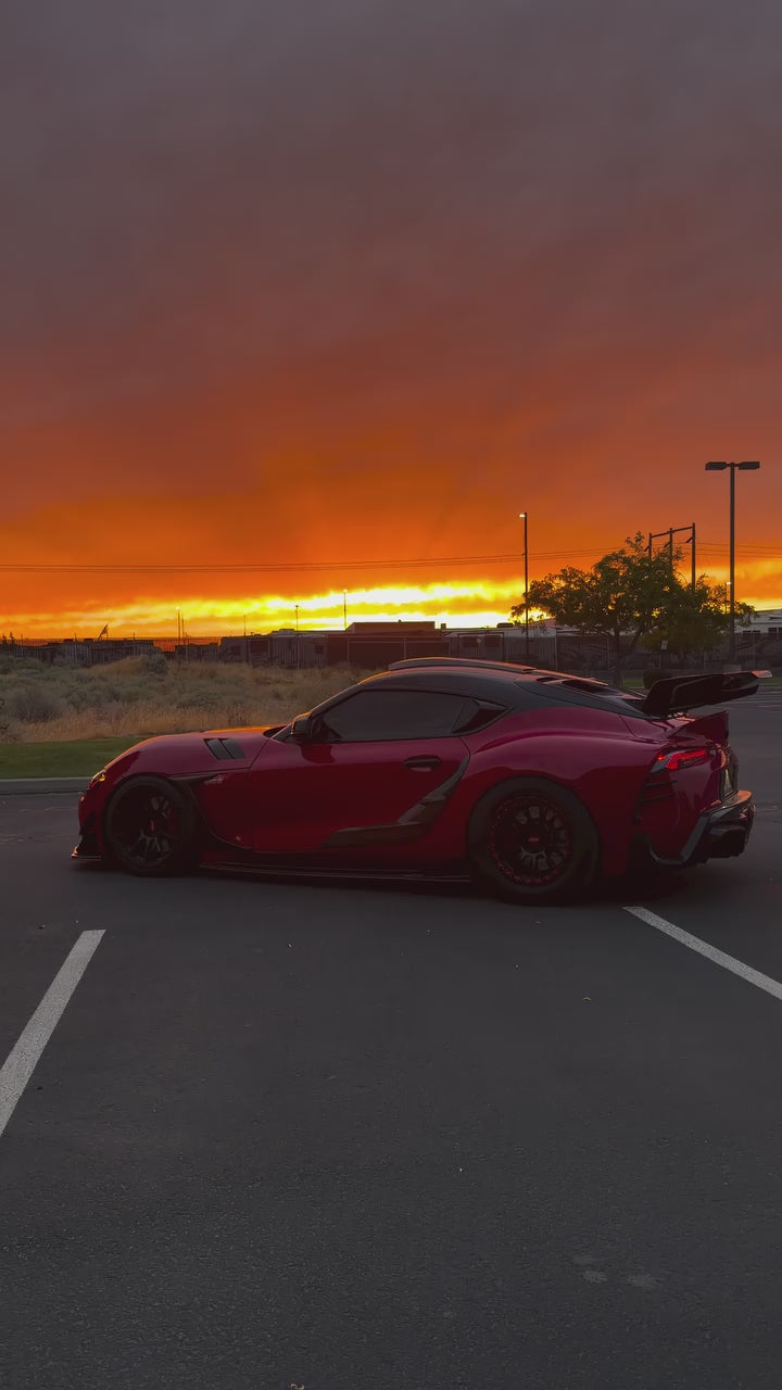 Toyota Supra MK5 A90 A91 3.0 2.0 2020 2021 2022 2023 2024 with Aftermarket Parts - Hyperion Rear Louvers & GT Wing Carbon Fiber / FRP from Robot Craftsman