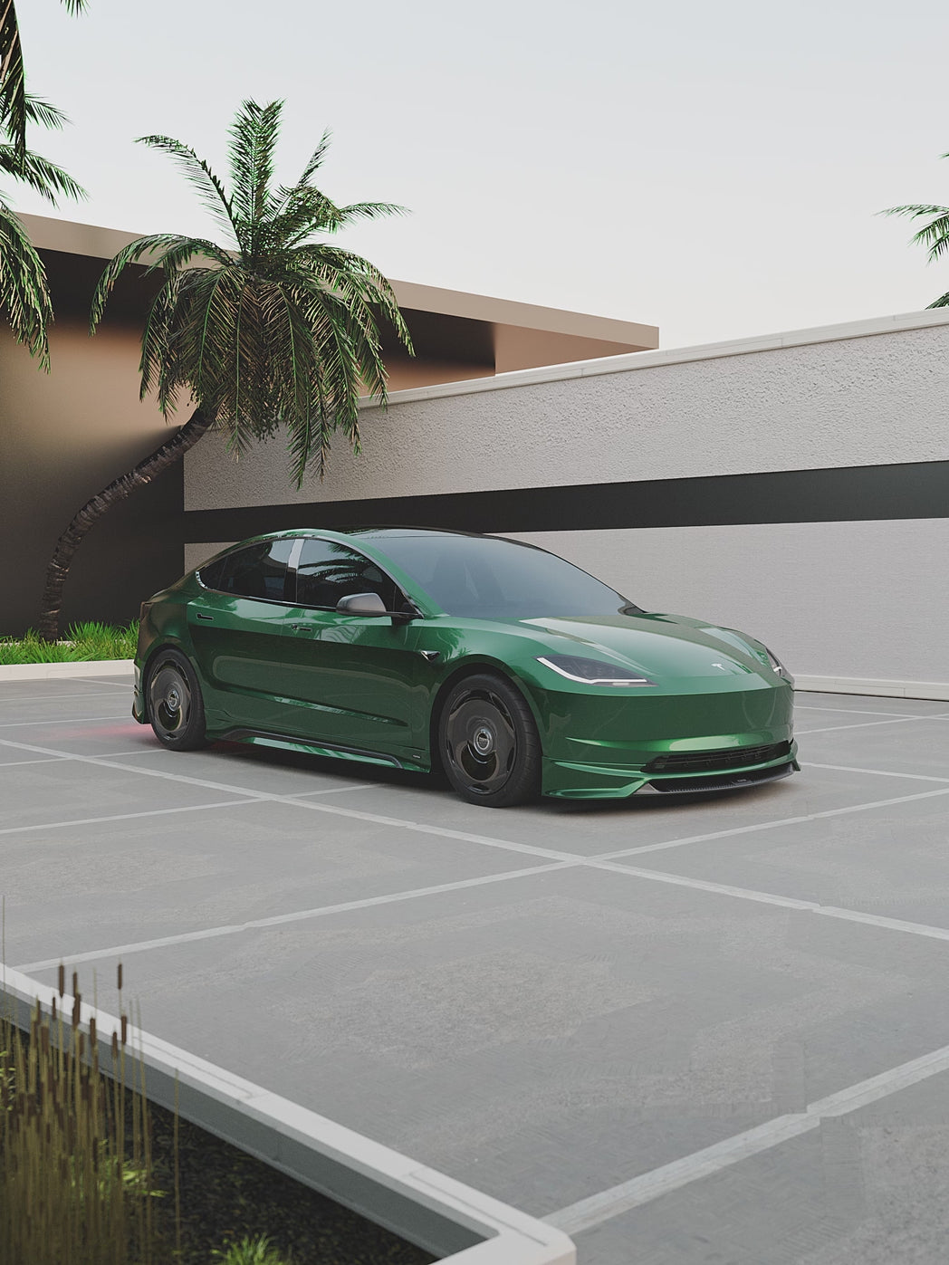 Tesla Model 3 Highland 2024 with Aftermarket Parts - Front Lip Splitter ABS & PP from Yofer USA