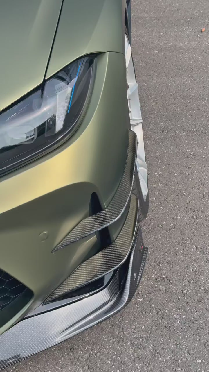 BMW M3 G80 G81 2021 2022 2023 2024 & M4 G82 G83 2021 2022 2023 2024 with Aftermarket Parts - AE V2 Style Front Canards Carbon Fiber from ArmorExtend