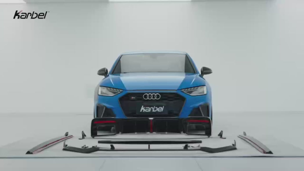 Audi S4 A4 B9 / B9.5 2017 2018 2019 2020 2021 2022 2023 2024 with Aftermarket Parts - V2 Side Skirts Pre-preg Carbon Fiber from Karbel Carbon