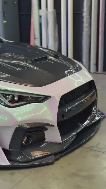 Infiniti Q60 Red Sport 400 Premium Luxe Sport Pure 2017 2018 2019 2020 2021 2022 with Aftermarket Parts - Tempered Glass Clearview Hood Bonnet Carbon Fiber / FRP from CMST Tuning