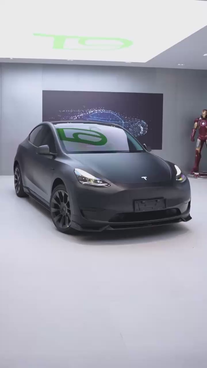 Tesla Model Y / Performance 2021 2022 2023 2024 with Aftermarket Parts - Loong Flames Pro Style Front Lip PP from Yofer USA