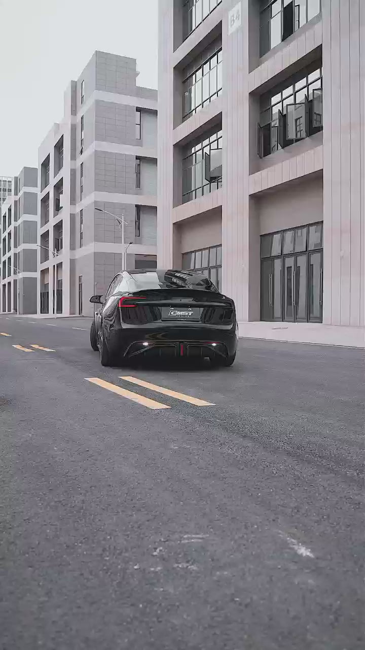Tesla Model 3 Highland / Performance with 2024-ON Aftermarket Parts - V2 Style Rear Diffuser & Canards Carbon Fiber from CMST Tuning
