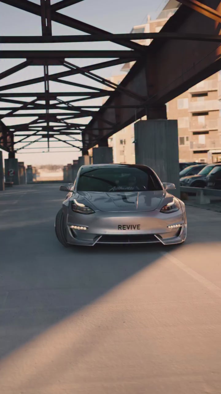 Tesla Model 3 Performance Long Range Standard Base 2017-2023 with Aftermarket Parts - Widebody Fenders & Wheel Arches Carbon Fiber / FRP from CMST Tuning