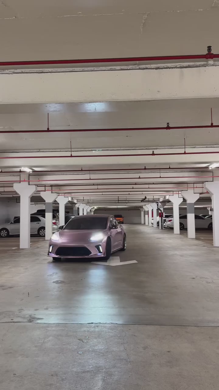 Tesla Model 3 Performance Long Range Standard Base 2017 2018 2019 2020 2021 2022 2023 with Aftermarket Parts - "Hacker" Narrow Body Side Skirts Carbon Fiber / FRP from Robot Craftsman