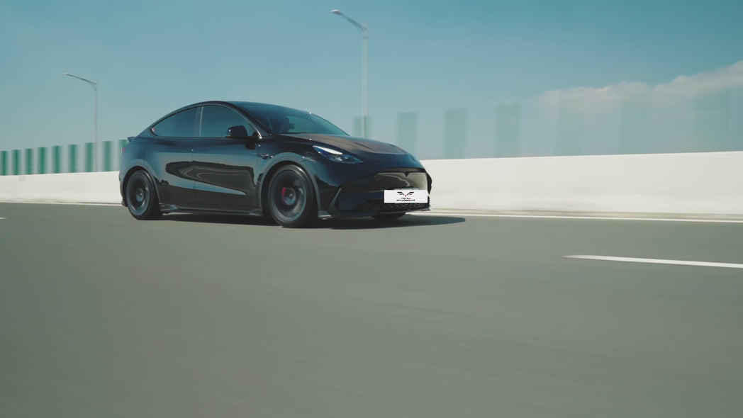 Tesla Model Y / Performance 2021-ON with Aftermarket Parts - Loong Flames Max Front Bumper PP from Yofer USA