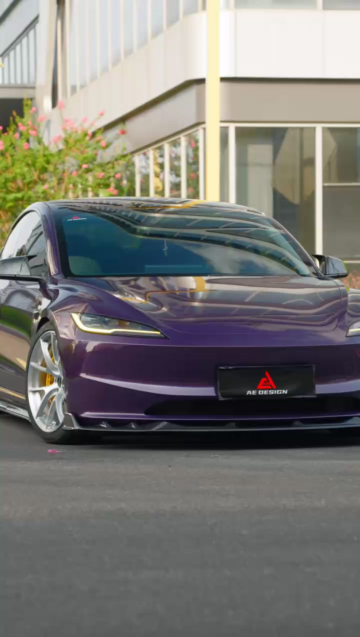 Tesla Model 3 Highland 2024-ON with Aftermarket Parts - V2 Front Lip Dry Pre-preg Carbon Fiber from ArmorExtend