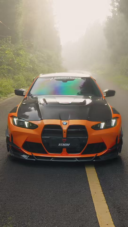 BMW M3CS M3C M3 G80 G81 2021-ON & M4CSL M4CS M4C M4 G82 G83 2021-ON with Aftermarket Parts - ART Vented Transparent Glass V2 Style Hood Bonnet Dry Pre-preg Carbon Fiber from ArmorExtend