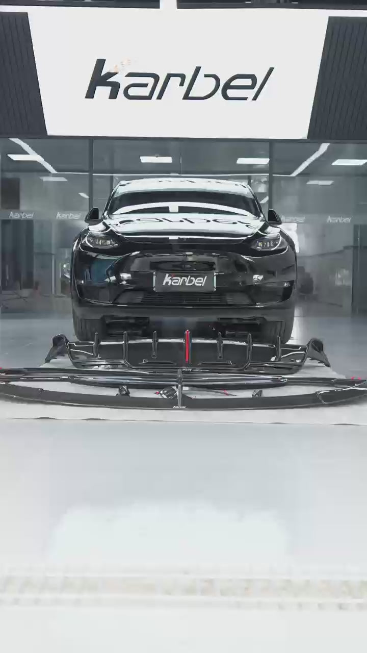 Tesla Model Y 2020-ON with Aftermarket Parts - Rear Spoiler Pre-preg Carbon Fiber from Karbel Carbon