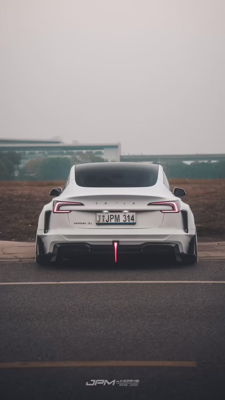 Tesla Model 3 Highland / Performance 2024-ON with Aftermarket Parts - Hacker Hood & Hood Garnish Carbon Fiber / FRP from Robot Craftsman