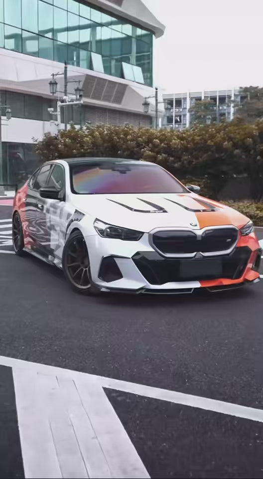 BMW 5 Series 530 540（with M-package bumper, does not fit base model)  G60 G61 2024-ON with Aftermarket Parts - MP Style Pre-preg Carbon Fiber Front Lip from TAKD Carbon