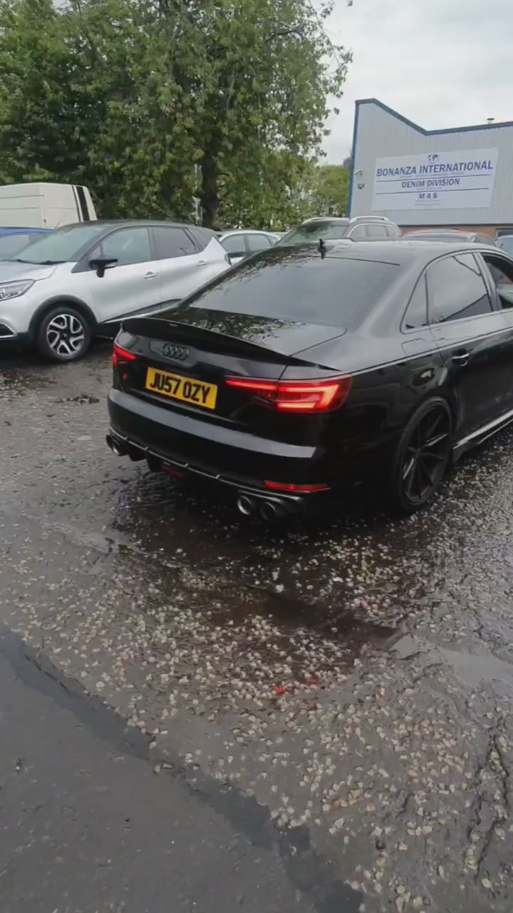 Audi S4 A4 (with S-line bumper, does not fit base model) B9 2017 2018 2019 with Aftermarket Parts - V1 (With LED Light) & V2 (Without LED Light) Style Rear Diffuser Pre-preg Carbon Fiber from Karbel Carbon