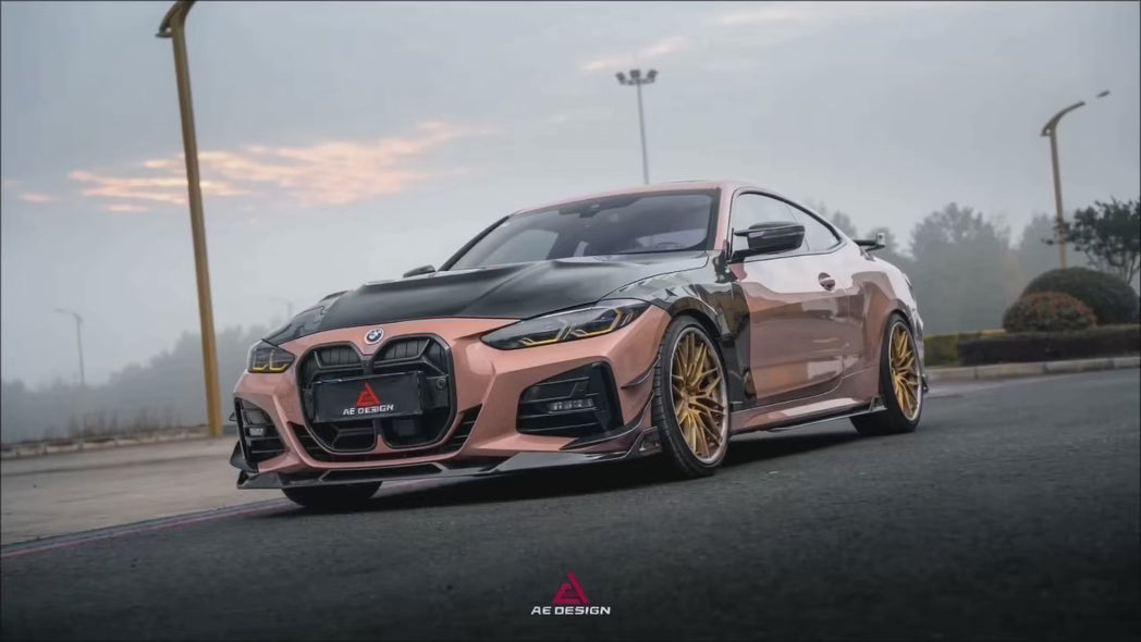 BMW 2 Series G42 230i (With M-Package Bumper) M240i 2022 2023 2024 with Aftermarket Parts - AE Style Rear Diffuser & Canards Pre-preg Carbon Fiber from ArmorExtend