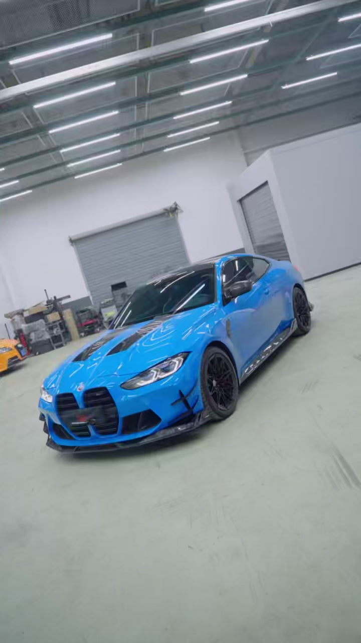 BMW M3 G80 G81 2021 2022 2023 2024 & M4 G82 G83 2021 2022 2023 2024 with Aftermarket Parts - AE V2 Style Front Canards Carbon Fiber from ArmorExtend