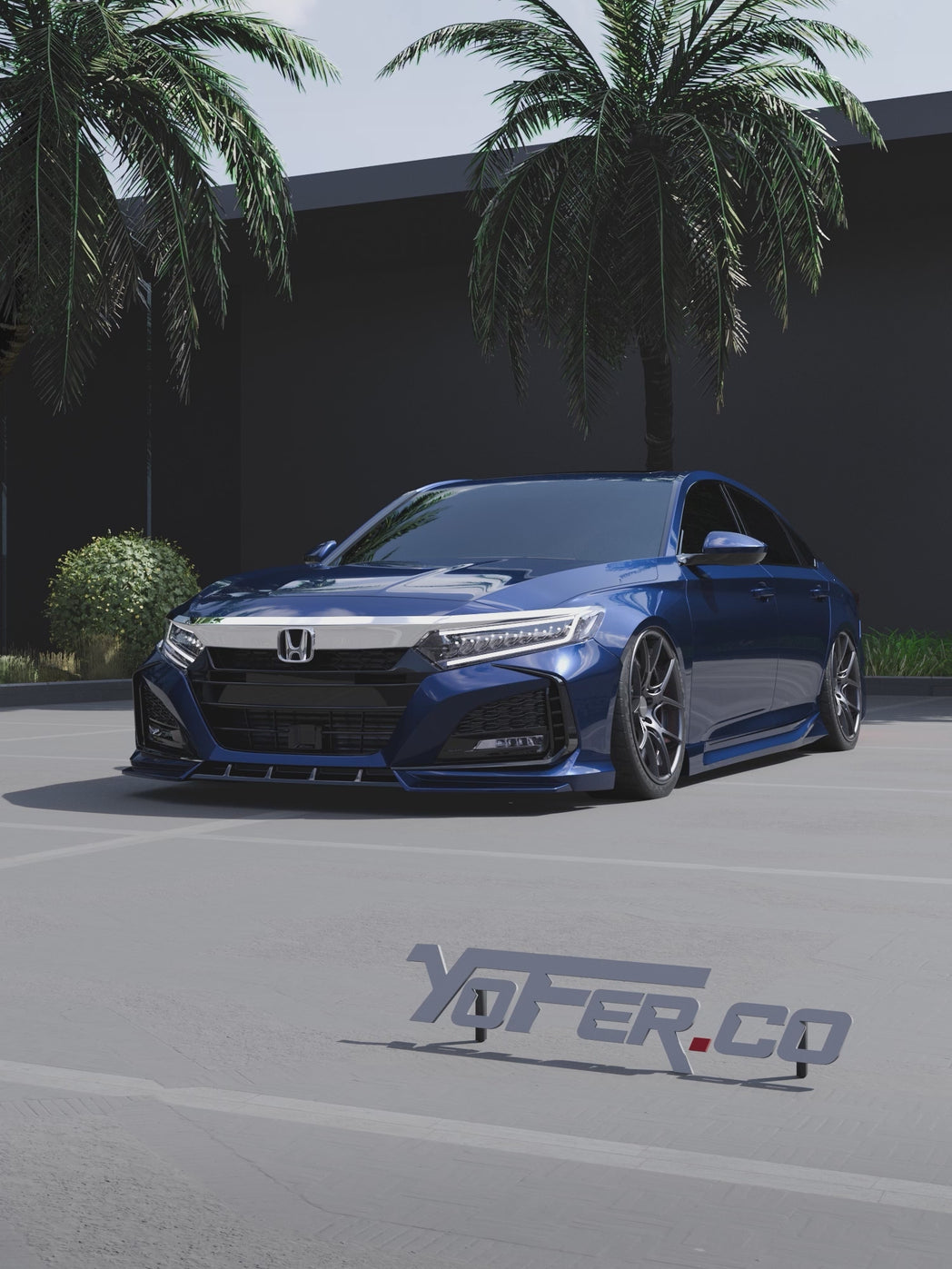 Honda Accord 10th Gen Pre-facelift 2018-2020 with Aftermarket Parts - Front Bumper PP from Yofer USA