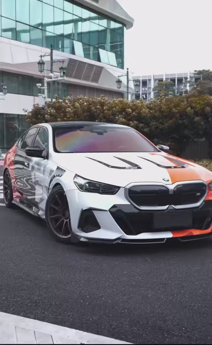 BMW 5 Series 530 540（with M-package bumper, does not fit base model)  G60 G61 2024-ON with Aftermarket Parts - MP Style Pre-preg Carbon Fiber Front Lip from TAKD Carbon