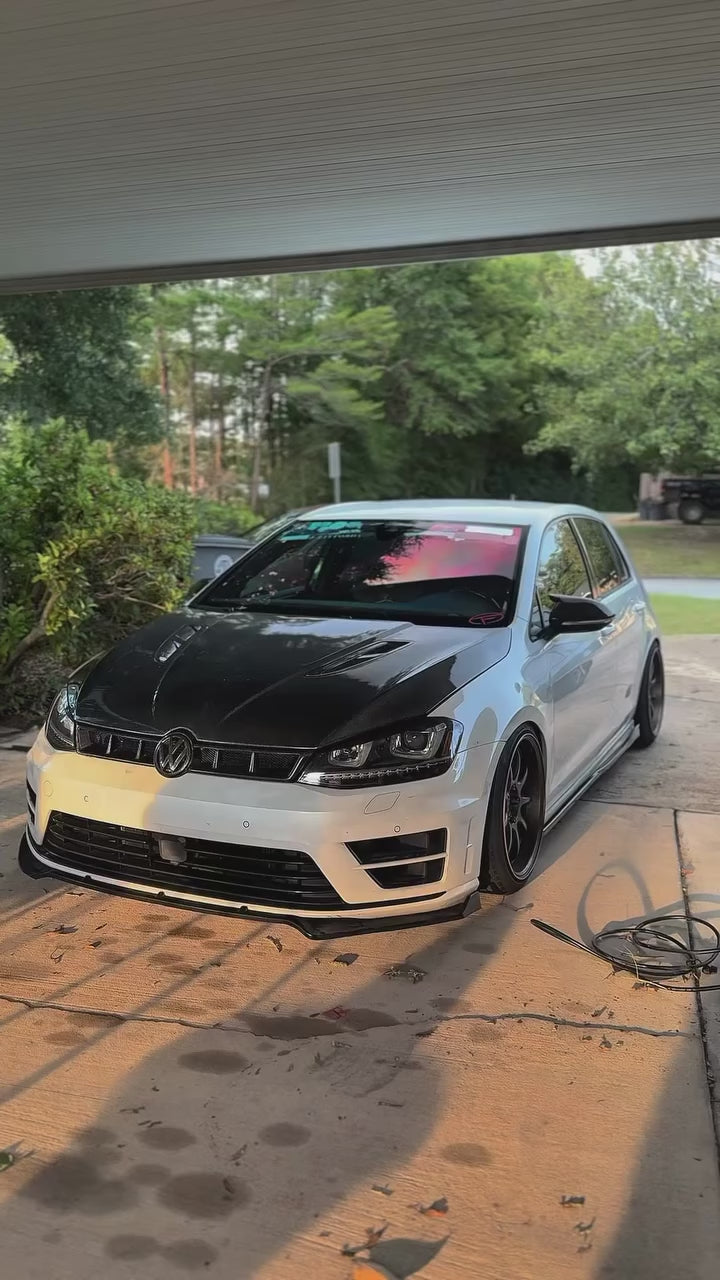 Volkswagen Golf R GTI Base MK7 MK7.5 2015 2016 2017 2018 2019 2020 2021 with Aftermarket Parts - Front Grill Replacement & ROBOT Emblem Cover Carbon Fiber / FRP from Robot Craftsman