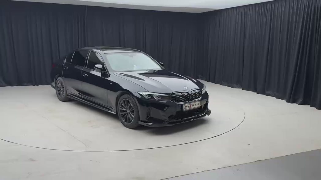 BMW 3 Series 330i (with M-package bumper, does not fit base model) M340i G20 G21 LCI 2023 2024 with Aftermarket Parts - V2 Style Diffuser & Canards Pre-preg Carbon Fiber from Karbel Carbon