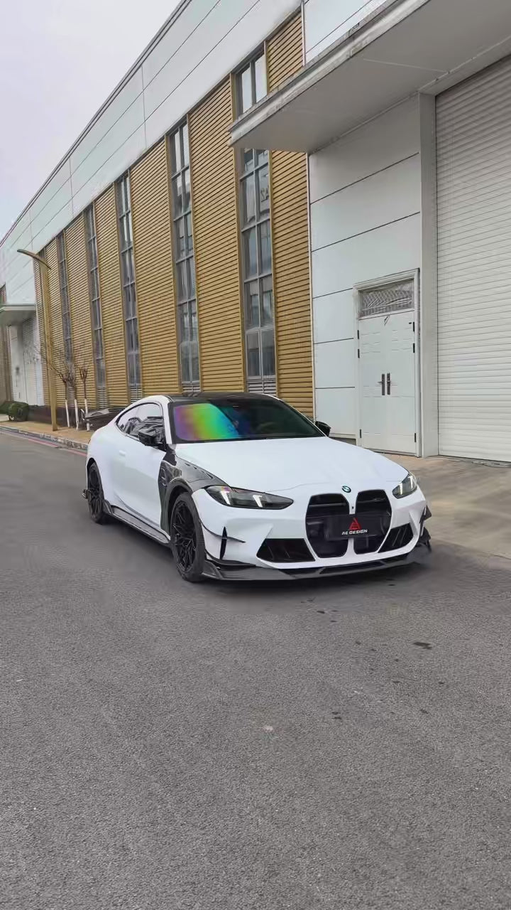 BMW M3 G80 G81 2021 2022 2023 2024 & M4 G82 G83 2021 2022 2023 2024 with Aftermarket Parts - AE V2 Style Front Canards Carbon Fiber from ArmorExtend