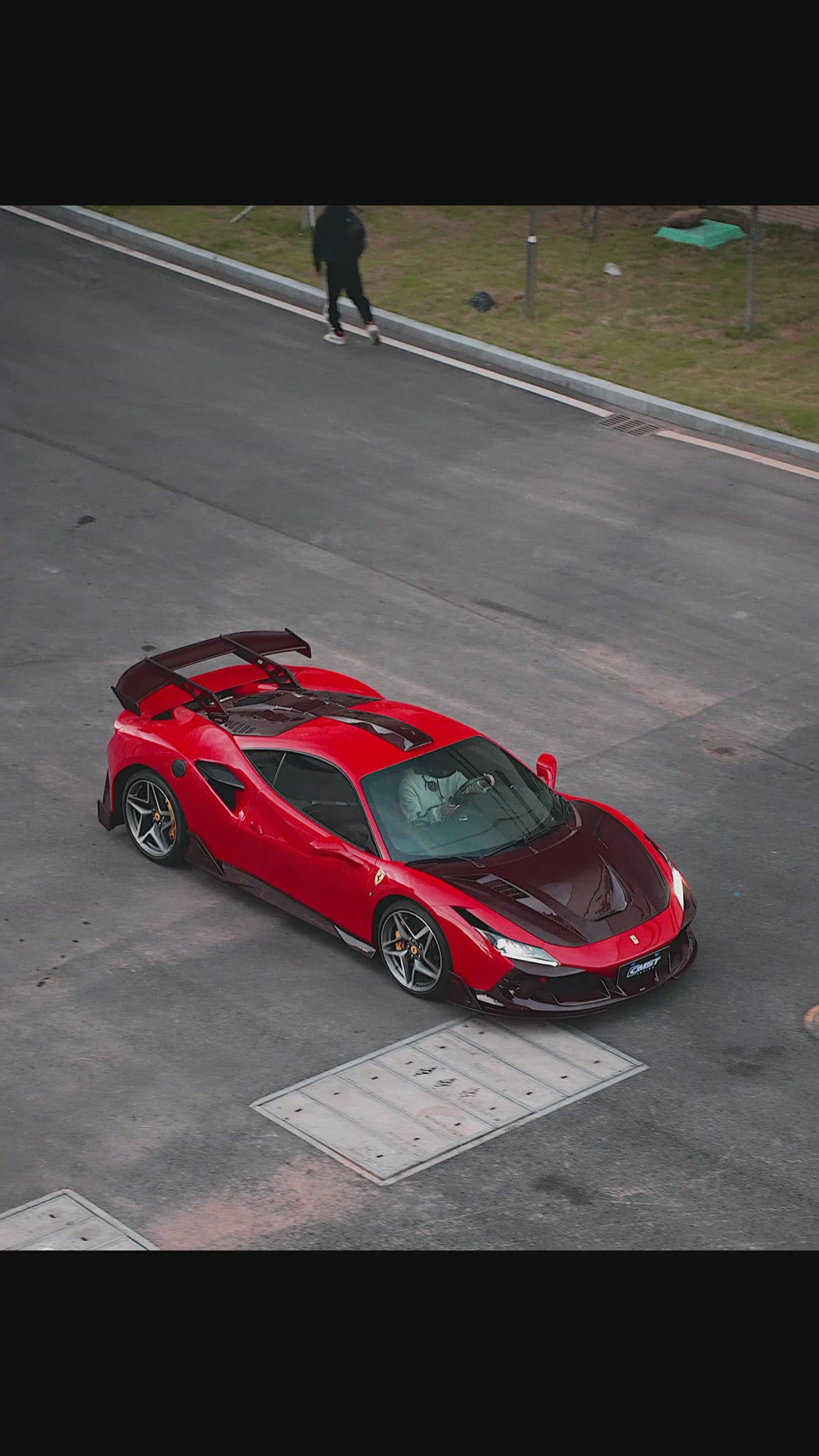 Ferrari F8 Tributo & Spider 2020 2021 2022 2023 with Aftermarket Parts - Rear Wing Dry Pre-preg Carbon Fiber from CMST Tuning