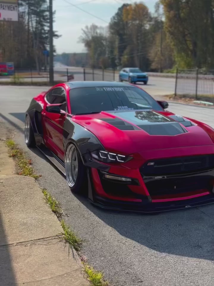 Ford Mustang GT 5.0 Mach1 Bullitt Ecoboost 2.3 S550.2 2018 2019 2020 2021 2022 2023 with Aftermarket Parts - Widebody Front Fenders & Wheel Arches Carbon Fiber / FRP from CMST Tuning