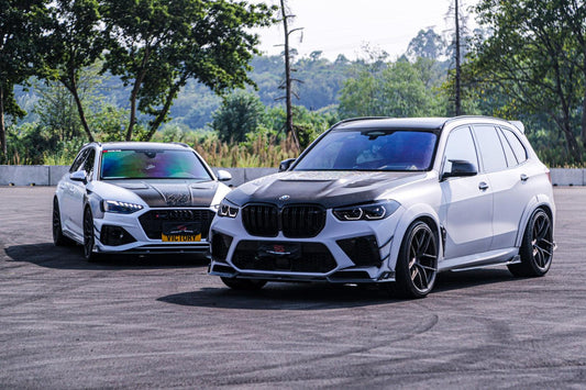 BMW X5M X5MC F95 Pre-LCI 2020 2021 2022 2023 with Aftermarket Parts - AE Style Wheel Arches Carbon Fiber from ArmorExtend