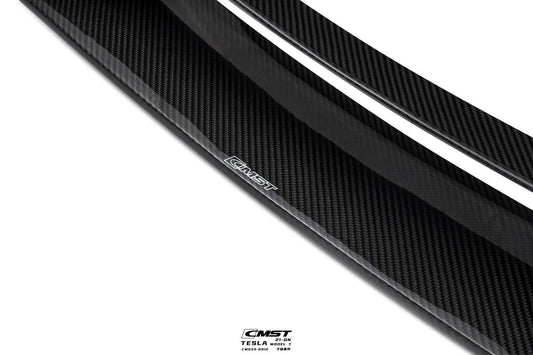 Tesla Model Y Performance AWD Long Range RWD Standard 2020-ON with Aftermarket Parts - V5 Style Front Lip Splitter Carbon Fiber / FRP from CMST Tuning