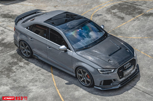 Audi RS3 S3 A3 8V / 8V.5 2014 2015 2016 2017 2018 2019 2020 with Aftermarket Parts - V4 Hood Bonnet Carbon Fiber / FRP from  CMST Tuning