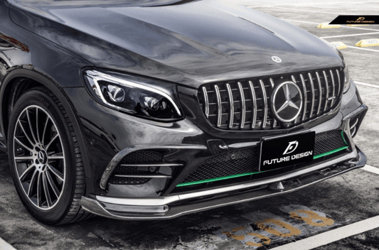 Future Design FD GT Carbon Fiber FRONT BUMPER CANARDS for Mercedes Benz GLC250 AMG / GLC300 AMG / GLC43 AMG W253 GLC & GLC Coupe 2016-2019 Pre-facelift