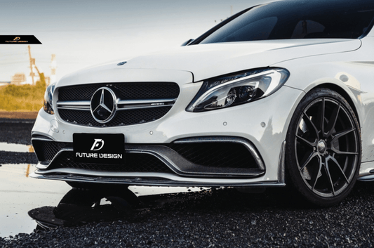Future Design Carbon Carbon Fiber Front Lip Ver.2 For Mercedes Benz W205 C-Class C63 C63S AMG Sedan & Coupe