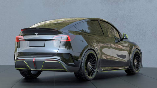 Tesla Model Y Performance AWD Long Range RWD Standard 2020 2021 2022 2023 2024 with Aftermarket Parts - "STARSHIP" Rear Bumper & Diffuser (Third Brake Light Included) PPfrom Robot Craftsman