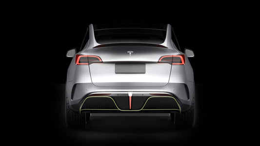 Tesla Model Y Performance AWD Long Range RWD Standard 2020 2021 2022 2023 2024 with Aftermarket Parts - "STARSHIP" Rear Bumper & Diffuser (Third Brake Light Included) PPfrom Robot Craftsman