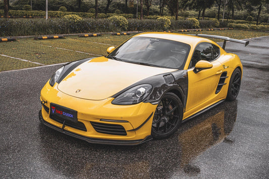 Porsche 718 Cayman / Boxster / GTS 2017-ON with Aftermarket Parts - Extreme Style Side Vents Pre-preg Carbon Fiber from TAKD Carbon