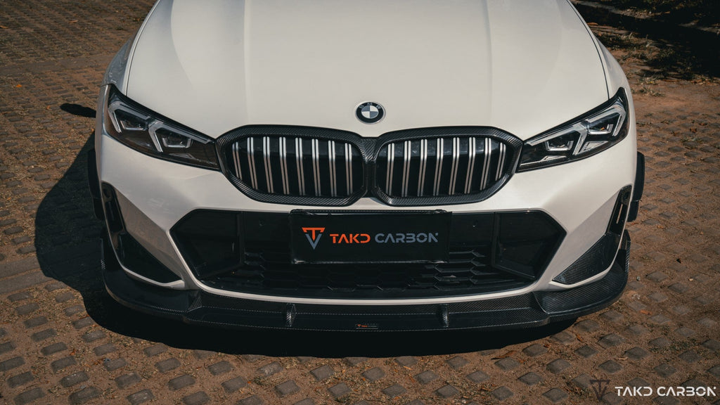 TAKD Pre-preg Carbon Fiber Front Bumper Upper Valences for BMW G20 330i M340i LCI