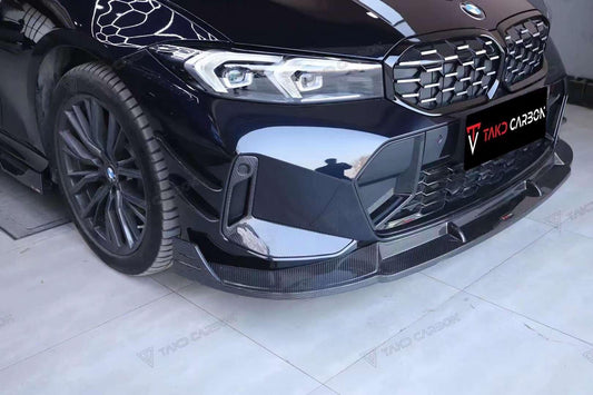BMW 3 Series 330i (with M-package bumper, does not fit base model) M340i G20 LCI 2023 2024 with Aftermarket Parts - Front Bumper Upper Valences Pre-preg Carbon Fiber from TAKD Carbon