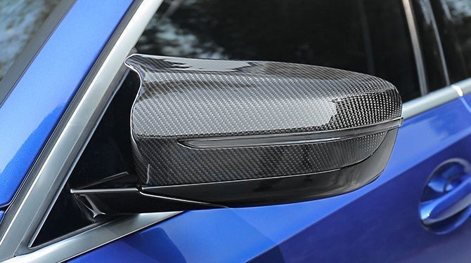 Kaufe Carbon Fiber Style Black Side Mirror cover for BMW 3 4 5 7 8 Series  G20 G21 G28 320d 330e 330i G30 G38 G11 G12 G15 G16 M4