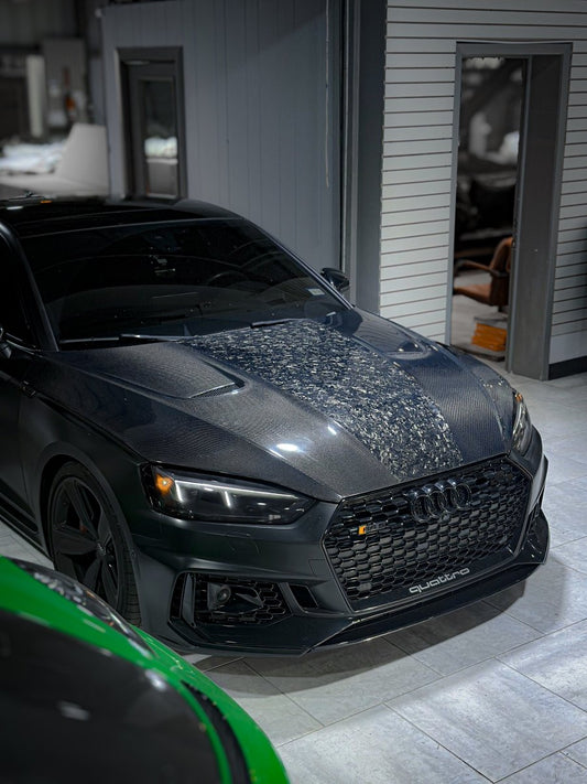 Audi RS5 S5 A5 B9 B9.5 2017 2018 2019 2020 2021 2022 2023 2024 with Aftermarket Parts - AE Style Hood Bonnet Carbon Fiber from ArmorExtend