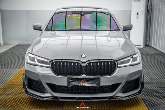 BMW 5 Series M550i 540i (With M-Package Bumper) G30 G31 LCI 2021 2022 2023 2024 with Aftermarket Parts - AE Style Front Canards Carbon Fiber from ArmorExtend