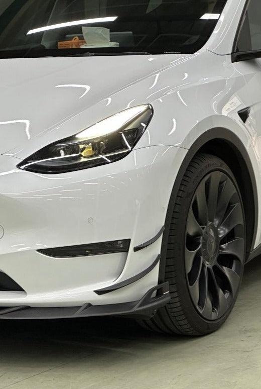 Tesla Model Y 2020 2021 2022 2023 2024 with Aftermarket Parts - AE Style Front Canards Carbon Fiber from ArmorExtend